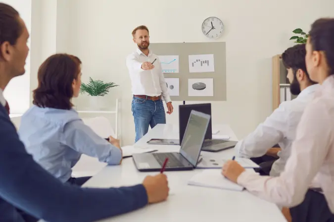 Colleagues taking part in a workplace training session.