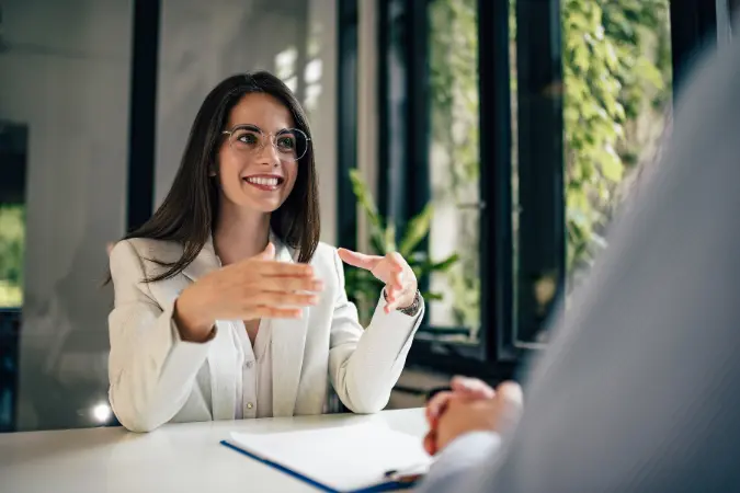 Manager leading a professional discussion