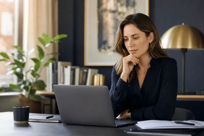Marketing professional reviewing campaign performance