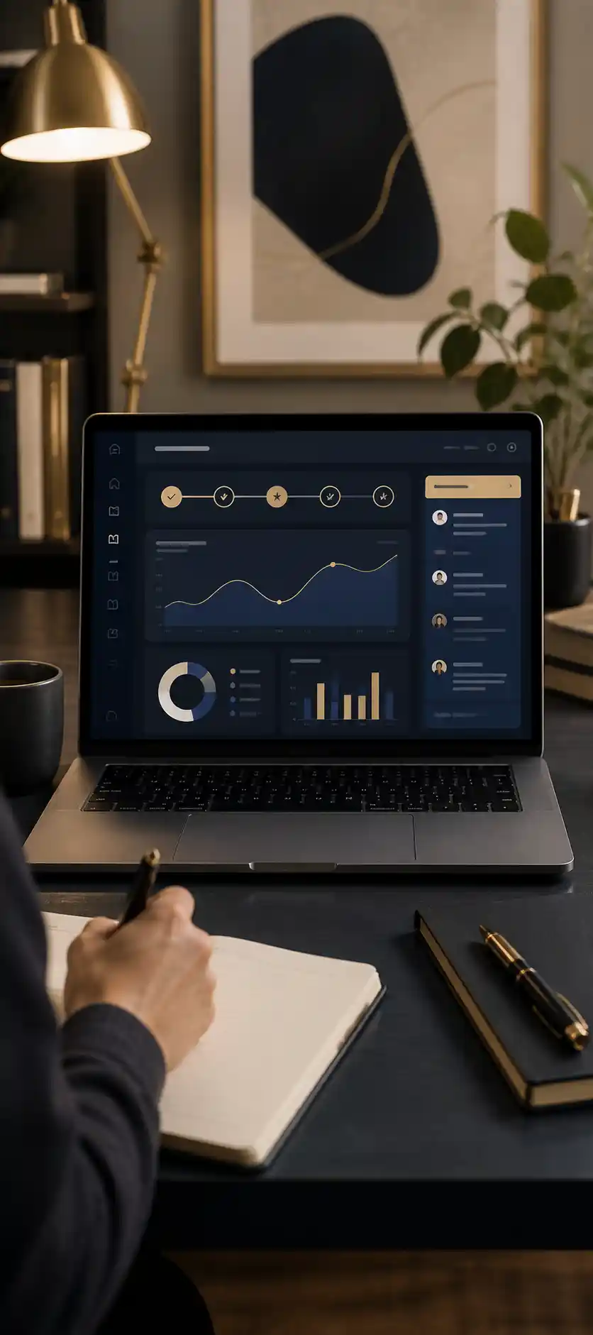 Learning progress dashboard and support tools on a laptop